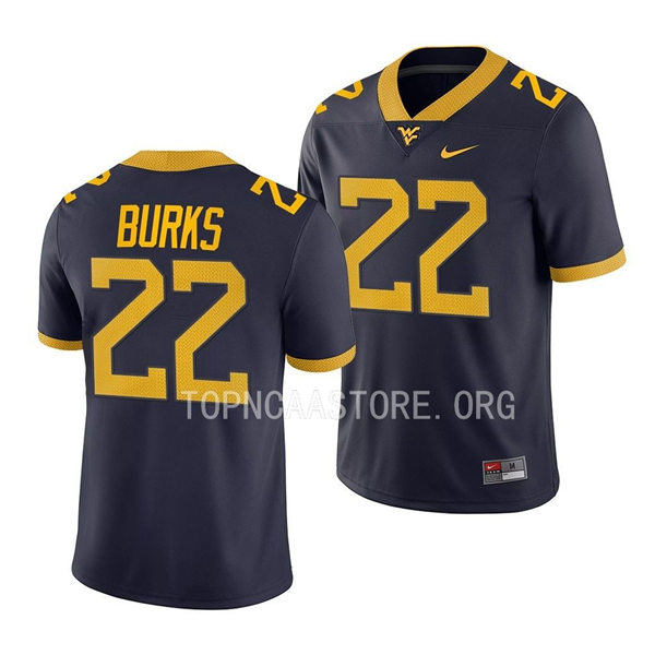 Mens Youth West Virginia Mountaineers #22 Aubrey Burks Nike 2022 Navy College Football Game Jersey