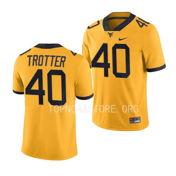 Mens Youth West Virginia Mountaineers #40 Josiah Trotter Nike 2022 Gold College Football Game Jersey