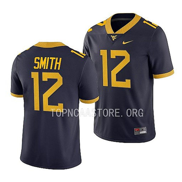 Mens Youth West Virginia Mountaineers #12 Geno Smith Nike 2022 Navy College Football Game Jersey