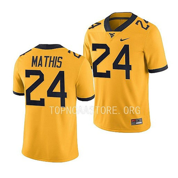 Mens Youth West Virginia Mountaineers #24 Tony Mathis Nike 2022 Gold College Football Game Jersey