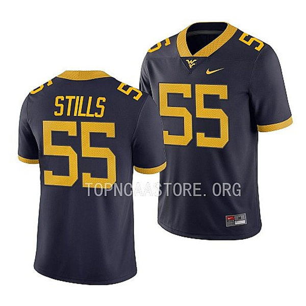 Mens Youth West Virginia Mountaineers #55 Dante Stills Nike 2022 Navy College Football Game Jersey