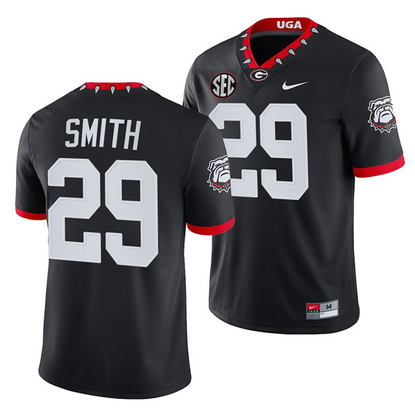 Mens Youth Georgia Bulldogs #29 Christopher Smith Black Alternate Mascot 100th Anniversary College Football Game Jersey-2