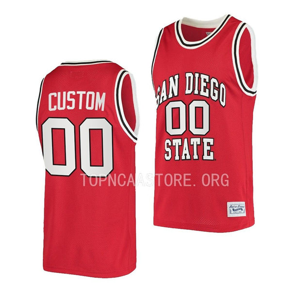 Mens Youth San Diego State Aztecs Custom Red Retro Basketball Jersey