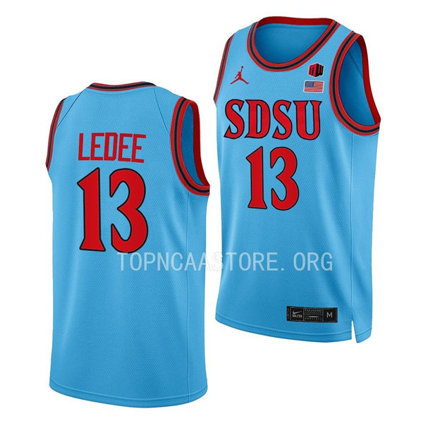 Mens Youth San Diego State Aztecs #13 Jaedon LeDee 2022-23 Blue Alternate College Basketball Game Jersey