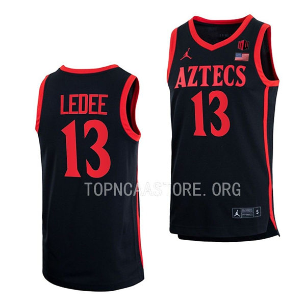 Mens Youth San Diego State Aztecs #13 Jaedon LeDee 2022-23 Black College Basketball Game Jersey