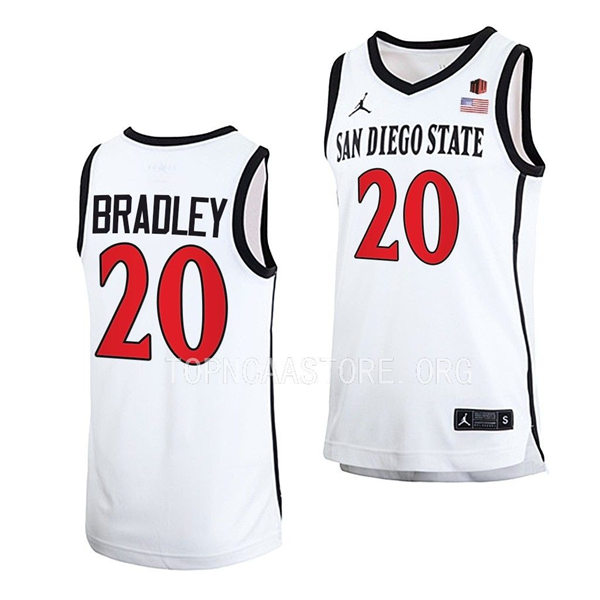 Mens Youth San Diego State Aztecs #20 Matt Bradley 2022-23 White College Basketball Game Jersey