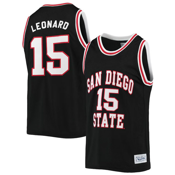Mens Youth San Diego State Aztecs #15 Kawhi Leonard Black Retro Basketball Jersey