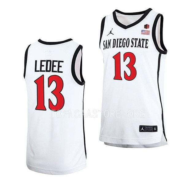 Mens Youth San Diego State Aztecs #13 Jaedon LeDee 2022-23 White College Basketball Game Jersey