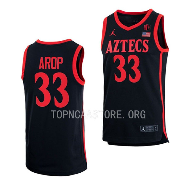 Mens Youth San Diego State Aztecs #33 Aguek Arop 2022-23 Black College Basketball Game Jersey