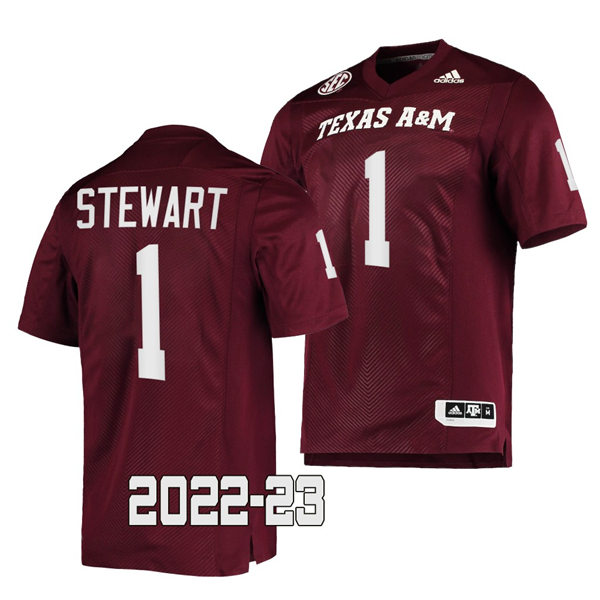 Mens Youth Texas A&M Aggies #1 Evan Stewart Adidas Maroon College Football Game Jersey