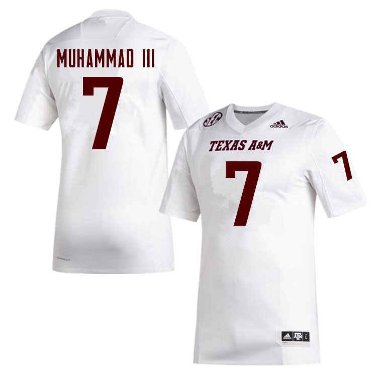 Mens Youth Texas A&M Aggies #7 Moose Muhammad III Adidas White College Football Game Jersey