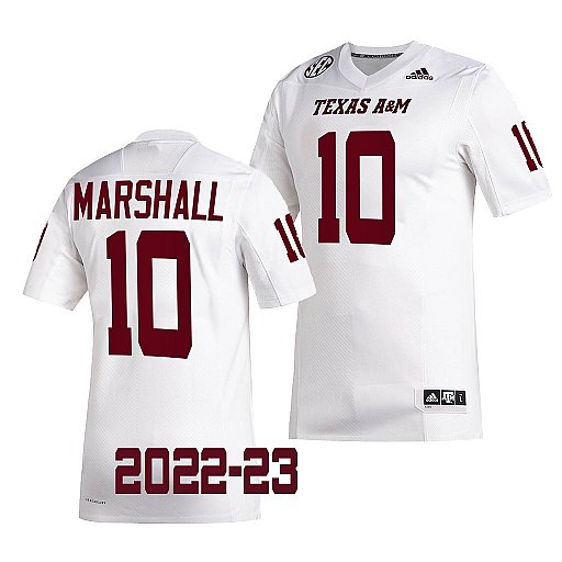 Mens Youth Texas A&M Aggies #10 Chris Marshall Adidas White College Football Game Jersey