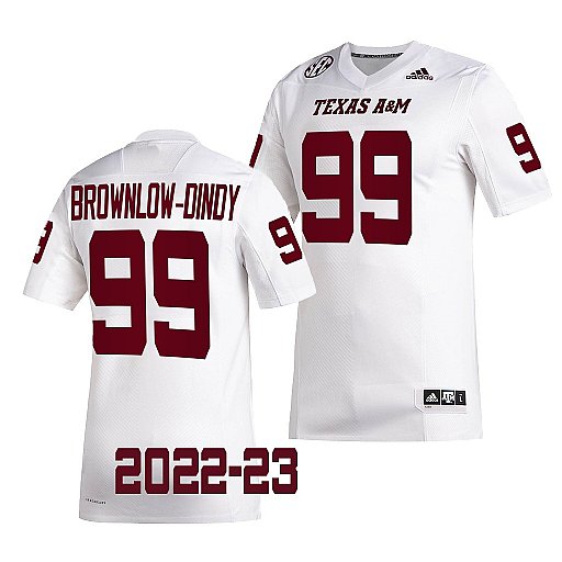 Mens Youth Texas A&M Aggies #99 Gabriel Brownlow-Dindy Adidas White College Football Game Jersey