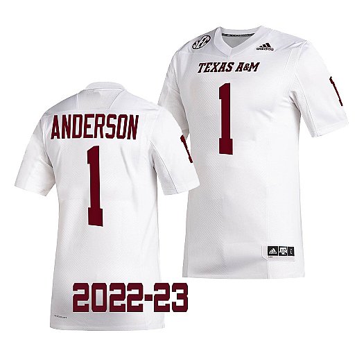 Mens Youth Texas A&M Aggies #1 Bryce Anderson Adidas White College Football Game Jersey
