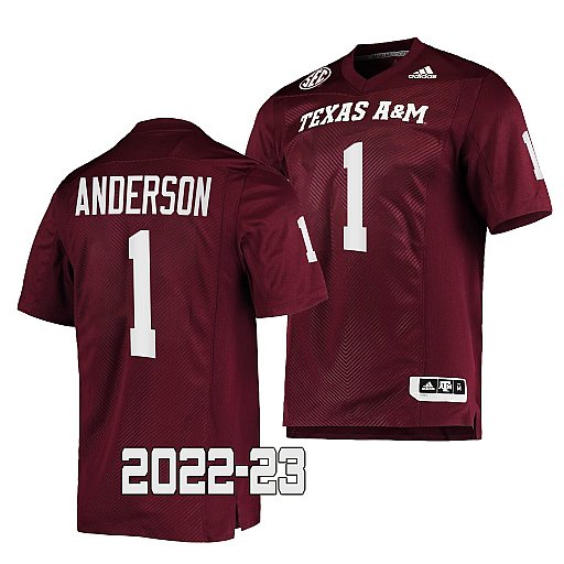 Mens Youth Texas A&M Aggies #1 Bryce Anderson Adidas Maroon College Football Game Jersey