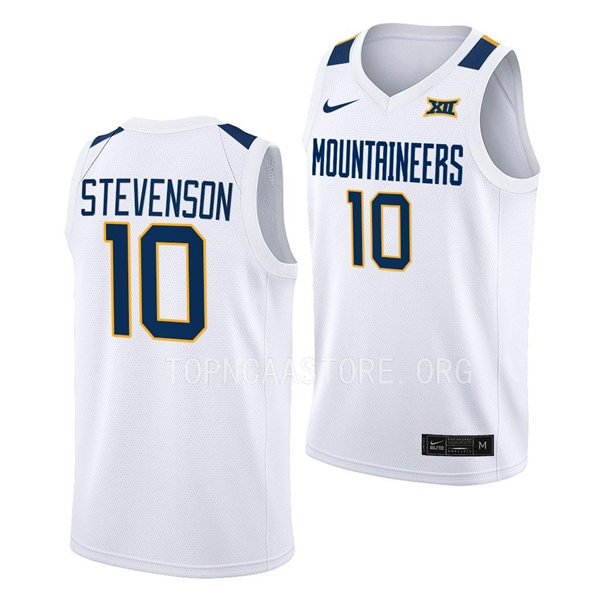 Mens Youth West Virginia Mountaineers #10 Erik Stevenson Nike 2022 White College Basketball Game Jersey