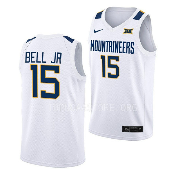 Mens Youth West Virginia Mountaineers #15 Jimmy Bell Jr. Nike 2022 White College Basketball Game Jersey