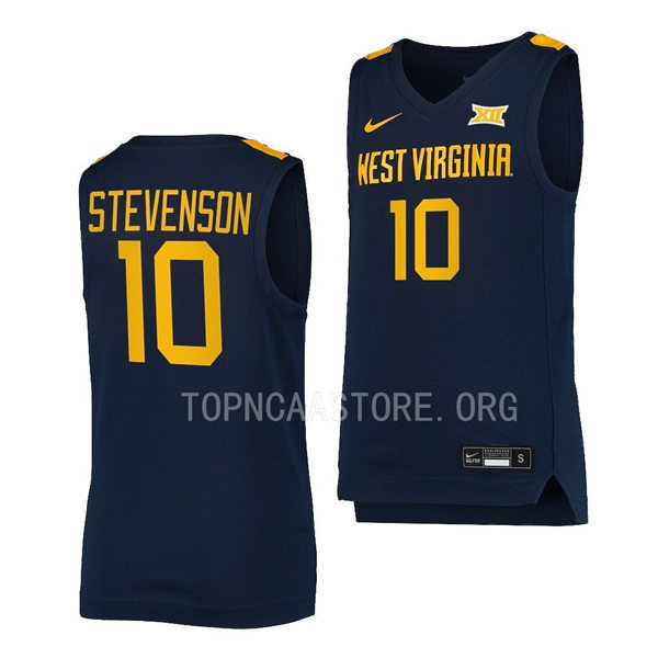 Mens Youth West Virginia Mountaineers #10 Erik Stevenson Nike 2022 Navy College Basketball Game Jersey
