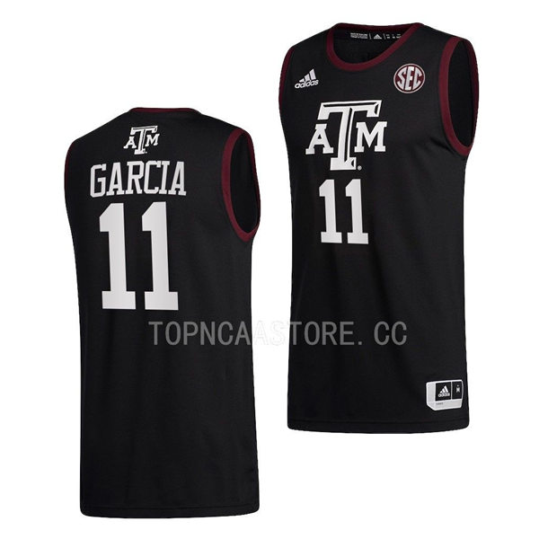 Mens Youth Texas AM Aggies #11 Andersson Garcia Adidas 2022 Black College Basketball Game Jersey