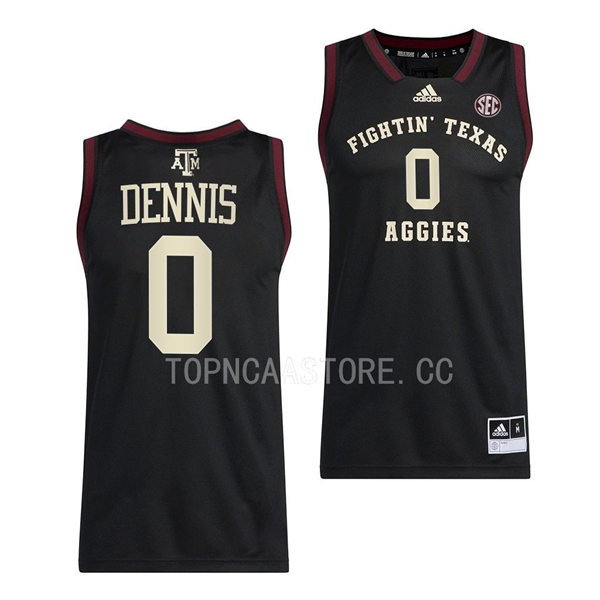 Mens Youth Texas AM Aggies #0 Dexter Dennis Adidas 2022-23 Black Fightin College Basketball Limited Jersey