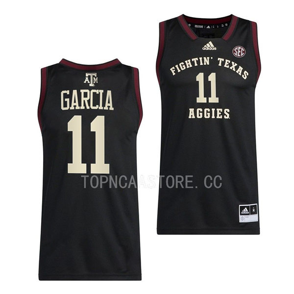 Mens Youth Texas AM Aggies #11 Andersson Garcia Adidas 2022-23 Black Fightin College Basketball Limited Jersey