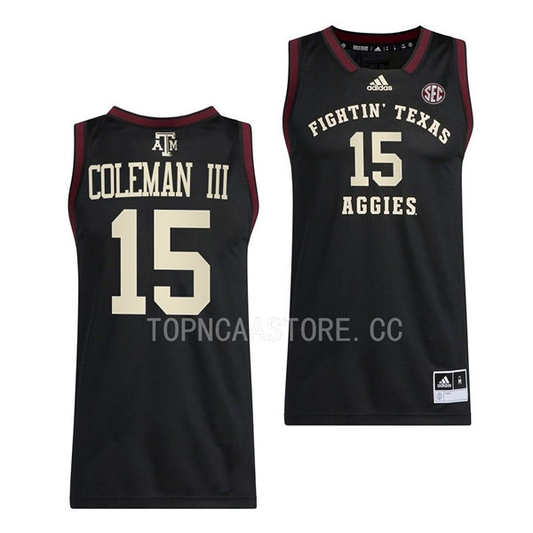 Mens Youth Texas AM Aggies #15 Henry Coleman III Adidas 2022-23 Black Fightin College Basketball Limited Jersey