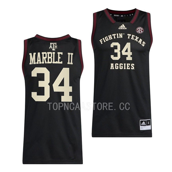 Mens Youth Texas AM Aggies #34 Julius Marble II Adidas 2022-23 Black Fightin College Basketball Limited Jersey