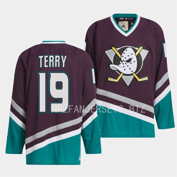 Men's Anaheim Ducks #19 Troy Terry Purple 1993 Team Classics Jersey