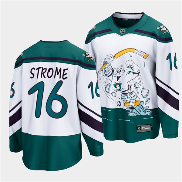 Mens Anaheim Ducks #16 Ryan Strome White Adidas 2021 Reverse Retro Jersey 