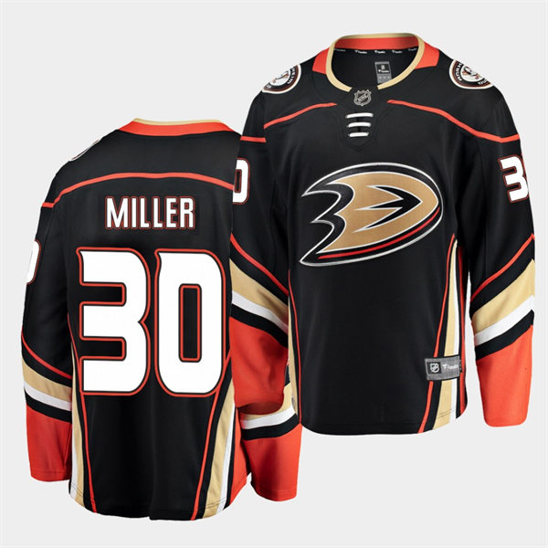 Mens Anaheim Ducks Retired Player #30 Ryan Miller Adidas Black Home Jersey