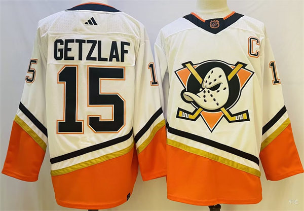 Mens Anaheim Ducks #15 Ryan Getzlaf White 2022 Reverse Retro Primegreen Jersey