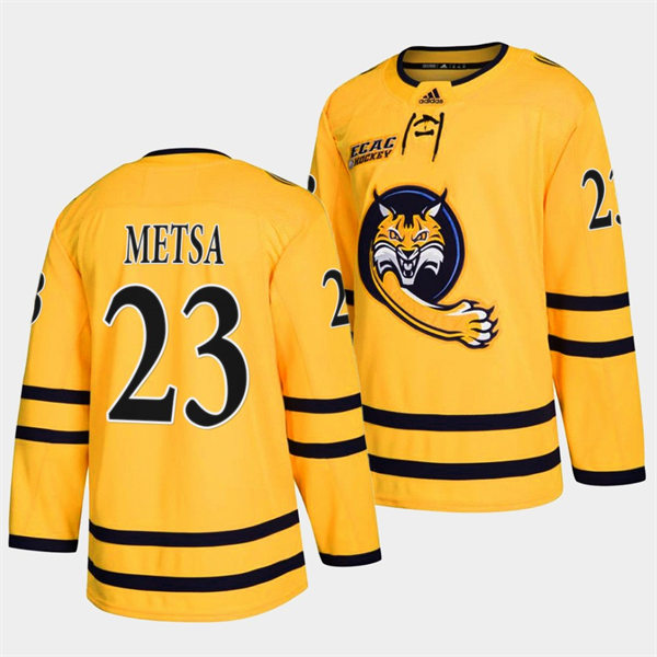 Mens Youth Quinnipiac Bobcats #23 Zach Metsa 2022 Gold Alternate College Hockey Jersey