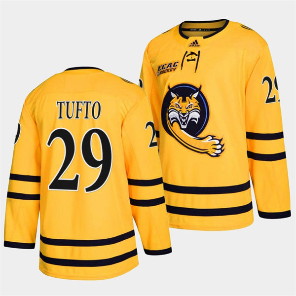 Mens Youth Quinnipiac Bobcats #29 Odeen Tufto 2022 Gold Alternate College Hockey Jersey