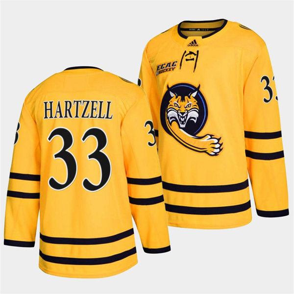 Mens Youth Quinnipiac Bobcats #33 Eric Hartzell 2022 Gold Alternate College Hockey Jersey