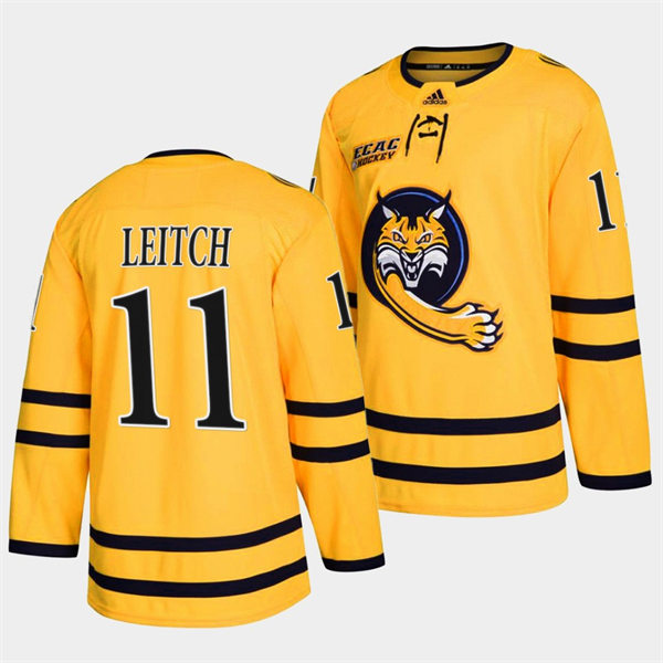 Mens Youth Quinnipiac Bobcats #11 Bryan Leitch 2022 Gold Alternate College Hockey Jersey
