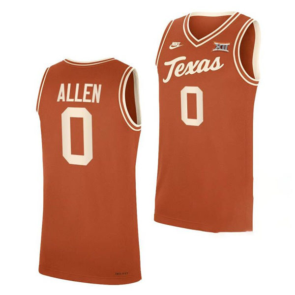 Mens Youth Texas Longhorns #0 Timmy Allen Nike Orange Team Classic Basketball Jersey