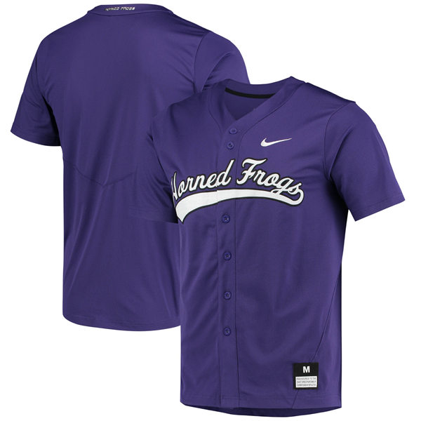 Mens Youth TCU Horned Frogs Custom Nike Purple Horned Frogs Baseball Game Jersey