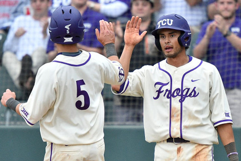 Mens Youth TCU Horned Frogs Custom Nike Cream Frogs Baseball Game Jersey