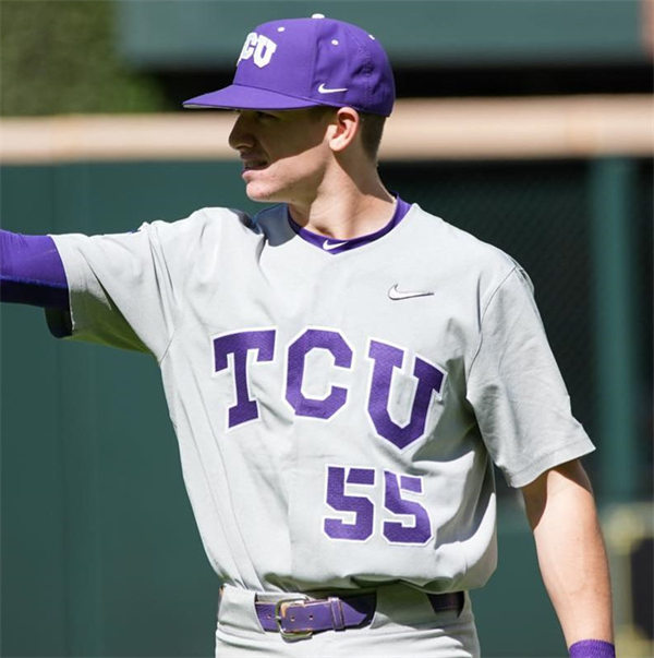 Mens Youth TCU Horned Frogs Custom Nike Grey Baseball Game Jersey