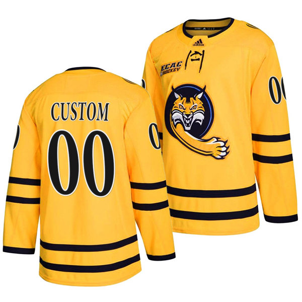 Mens Youth Quinnipiac Bobcats Custom Adidas 2022 Gold Alternate College Hockey Jersey