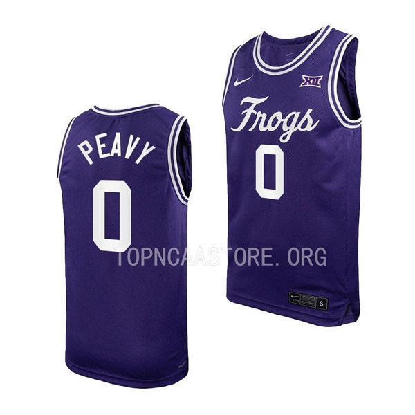 Men's Youth TCU Horned Frogs #0 Micah Peavy Nike Purple Limited Frogs College Basketball Game Jersey