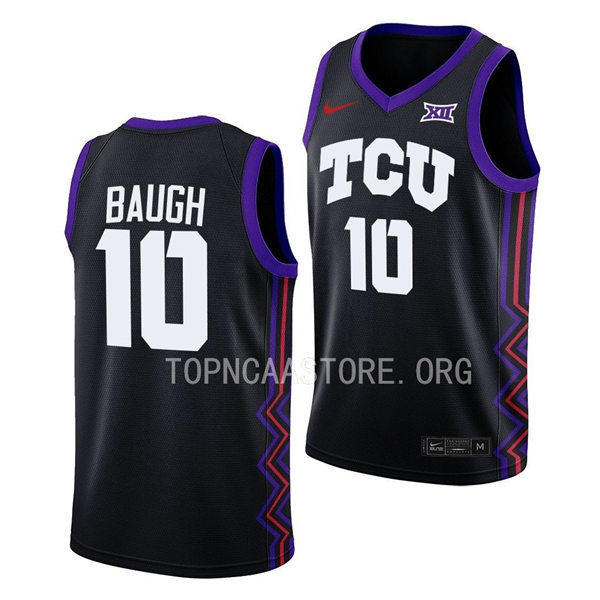 Men's Youth TCU Horned Frogs #10 Damion Baugh Nike 2022-23 Black College Basketball Game Jersey