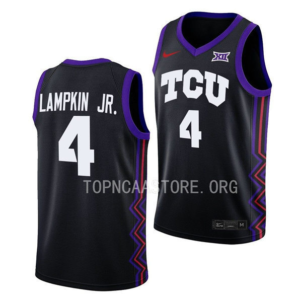 Men's Youth TCU Horned Frogs #4 Eddie Lampkin Jr. Nike 2022-23 Black College Basketball Game Jersey