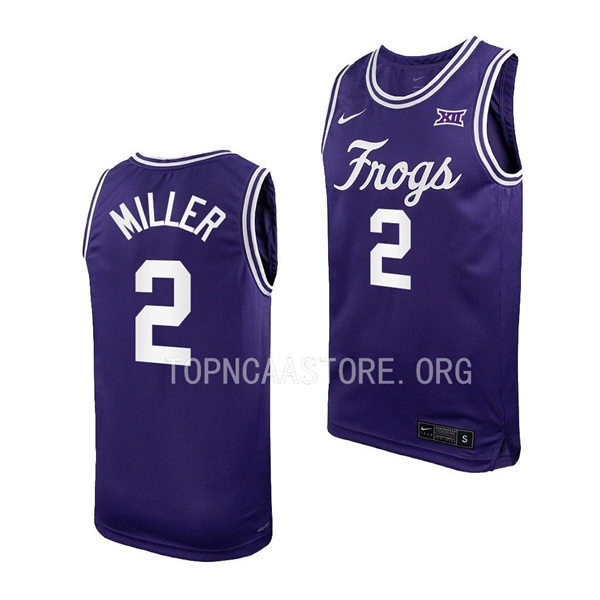 Men's Youth TCU Horned Frogs #2 Emanuel Miller Nike Purple Limited Frogs College Basketball Game Jersey