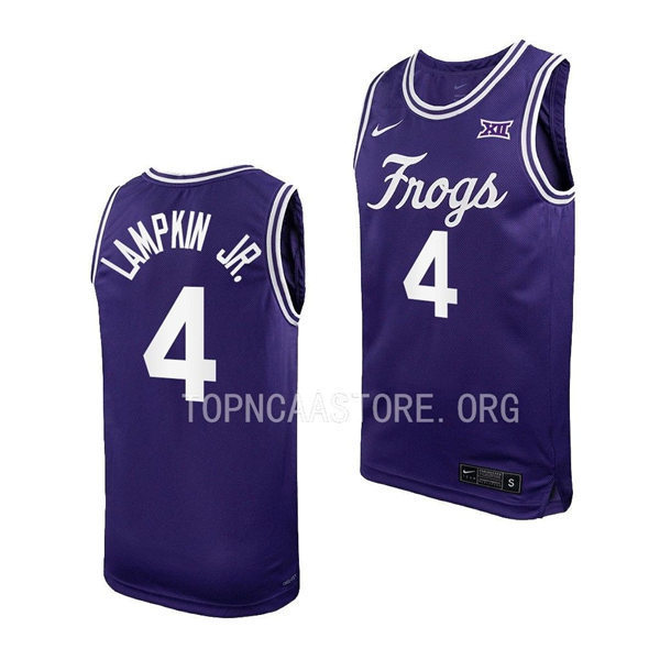 Men's Youth TCU Horned Frogs #4 Eddie Lampkin Jr.  Nike Purple Limited Frogs College Basketball Game Jersey