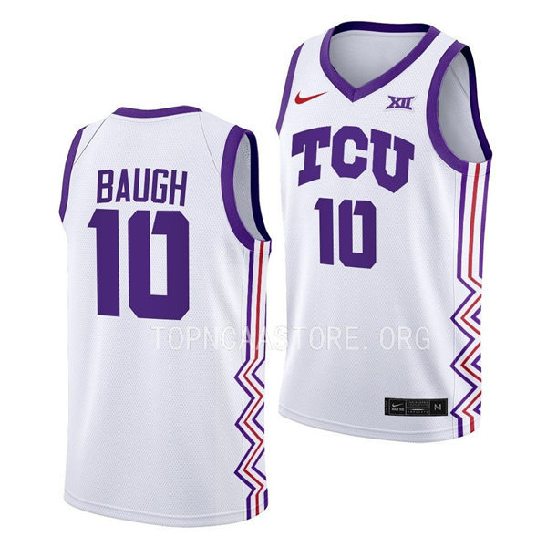 Men's Youth TCU Horned Frogs #10 Damion Baugh Nike White 2022-23 College Basketball Game Jersey
