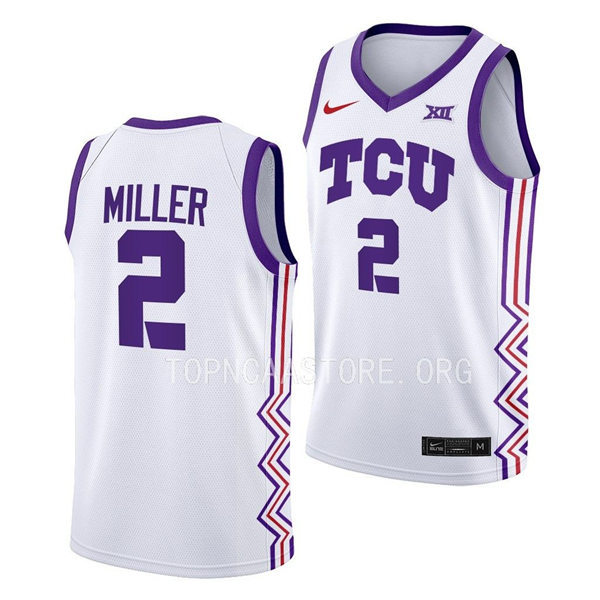 Men's Youth TCU Horned Frogs #2 Emanuel Miller Nike White 2022-23 College Basketball Game Jersey