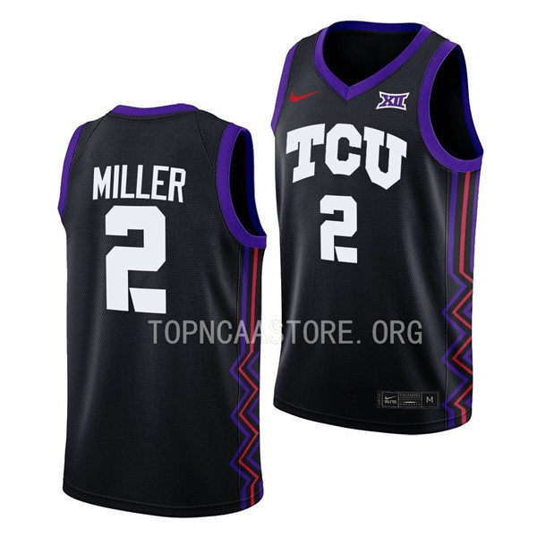 Men's Youth TCU Horned Frogs #2 Emanuel Miller Nike 2022-23 Black College Basketball Game Jersey