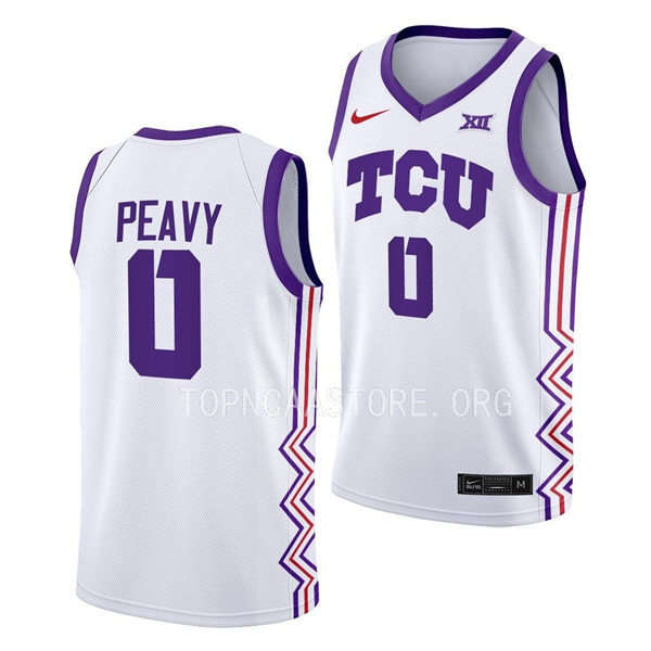 Men's Youth TCU Horned Frogs #0 Micah Peavy Nike White 2022-23 College Basketball Game Jersey