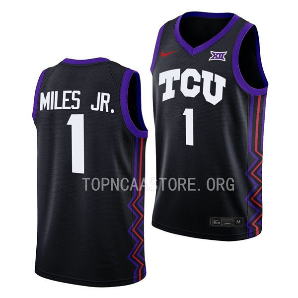 Men's Youth TCU Horned Frogs #1 Mike Miles Jr. Nike 2022-23 Black College Basketball Game Jersey
